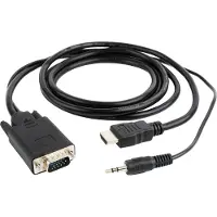 Gembird A-HDMI-VGA-03-6 Videokabeladapter, 1,8 meter, HDMI Type A (Standaard) naar VGA (D-Sub) + 3,5 mm, zwart