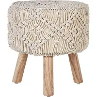 Beliani MANZAI - Voetenbank - Beige - 40 x cm - Katoen
