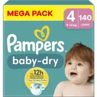 Pampers Baby Dry Luiers Maat 4 (9-14 Kg) 140 Stuks