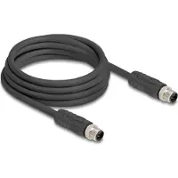 DeLOCK - Netwerkkabel - M12 (4-polig) (mannelijk) naar M12 (4-polig) (mannelijk) - 3 meter - 7,2 mm - onbeschermd - L-gecodeerd, geschikt voor kabelgoten, halogenenvrij, siliconenvrij - Zwart