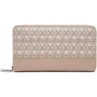 Coccinelle Leren portemonnee Coated Monogram Zip Around Wallet Multi Blanc / Rosette beige