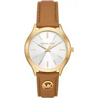 Michael Kors Analoog horloge 'SLIM RUNWAY' karamel / goud / wit