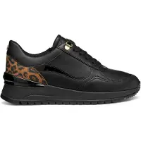 Geox D Desya A Leren Dames Zwarte Sneakers