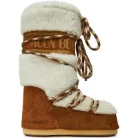 Moon Boot Dames Leren laarzen LAB69 Crème met bruine schapenvacht (42/44), Leer, Veters, Casual, Sneeuw 80D1402610
