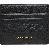 Coccinelle Leren Kaarthouder Metallic Soft Document Holder Noir Zwart
