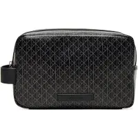 Calvin Klein Toilettas 'Coated Emblem Print' grijs / zwart