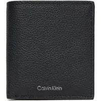 Calvin Klein Portemonnee 'Full-grain RFID Trifold' zwart / zilver