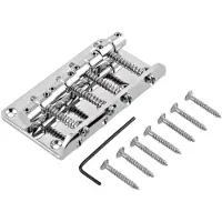 Gear4Music Guitarworks 4-Saddle Bass Guitar Bridge Chrome