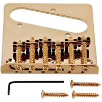 Gear4Music Guitarworks 6-Saddle Guitar Bridge Gold