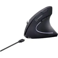 Renkforce RF-WM-322 Ergonomische muis, draadloos, optisch, zwart, 5 knoppen, 1600 dpi. Ergonomisch ontwerp, oplaadbaar