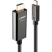 Lindy 43317 USB-C-displaykabel USB Aansluitkabel USB-C stekker, HDMI-A-stekker 10.00 m Zwart 4K UHD