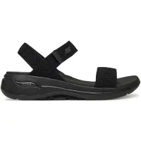 SKECHERS Dames Sandalen Go Walk Arch Fit - Polished zwart (37), Plat, Klittenband, Casual 140264