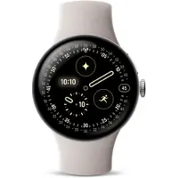 Google Smartwatch Pixel Watch 4 4G 41 mm Gepolijst zilver met fluoroelastomeer Sportband Porcelain