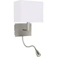 Searchlight LED-wandlamp 6519, alu / grijs / zink, Woon-/ Eetkamer, Textiel / Stof / Zijde, Modern, LED wandlamp