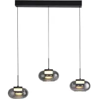 Schöner Wohnen Glazen hanglamp Sia, dimbaar, alu / grijs / zink, Woon-/ Eetkamer, Glas, Modern, hanglamp