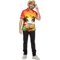 Coppens Hawaiishirt hippie busje oranje - 100% Polyester - Retro kleding | Maat S |