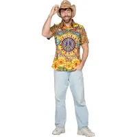 Coppens Party shirt hippie zonnebloem - 100% Polyester - Retro kleding | Maat S