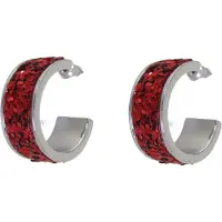 Behave - Oorringen dames zilverkleur rood - Glitterlook - Avondstijl