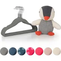 Laleni Fluwelen Kledinghangers Kinderen - Kleerhangers Peuter - Grijs - Set van 30