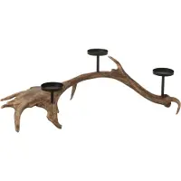 J-Line Candle holder antlers polyresin brown large