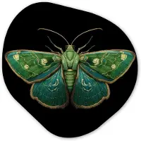 MuchoWow Organische wanddecoratie 60x60 cm - Organisch schilderij Mot - Levendig - Groen - Muurdecoratie woonkamer - Kamer decoratie - Schilderijen - Muurcirkel aesthetic