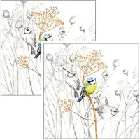 Ambiente Servetten Vogels - 40x stuks - 3 laags - 33 x 33 cm - winter thema - Pimpelmees - wegwerp servetjes