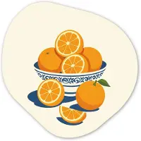 MuchoWow Organische wanddecoratie 90x90 cm - Organisch schilderij Schaal - Minimalistisch - Oranje - Sinaasappels - Muurdecoratie woonkamer - Kamer decoratie - Schilderijen - Muurcirkel aesthetic