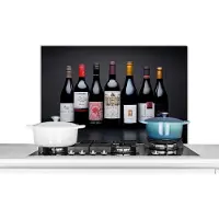 KitchenYeah Spatscherm keuken 90x60 cm - Kookplaat achterwand Flessen - Alcohol - Wijn - Muurbeschermer - Spatwand fornuis - Hoogwaardig aluminium
