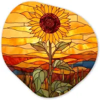 MuchoWow Organische wanddecoratie 60x60 cm - Organisch schilderij Zonnebloem - Mozaïek - Zonsondergang - Geel - Muurdecoratie woonkamer - Kamer decoratie - Schilderijen - Muurcirkel aesthetic