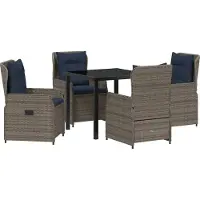 vidaXL Tuin Eettafel Set 5 st Grijs Poly rattan