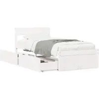 vidaXL Bedframe zonder matras massief grenenhout wit 75x190 cm