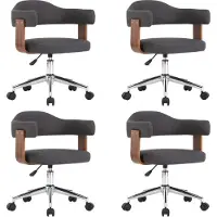 vidaXL Eetkamerstoelen 4 st draaibaar gebogen hout en stof grijs