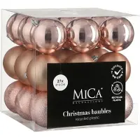 Mica Decorations Kerstballen Set - 27 Stuks - Ø8 cm - Onbreekbaar - Roze