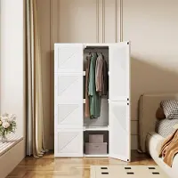 Nee Draagbare witte kledingkast, slaapkamerkast, slaapkamerkast, opbergorganizer, kledingladekast, kastopbergorganizer, kast van PP-materiaal, wit 69*50*136cm