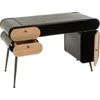 J-Line bureau Wood And Metal Desk - dennenhout - zwart/lichtbeige