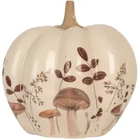 Clayre & Eef Beeld Pompoen Ø 18x18 cm Beige Keramiek Herfst decoratie
