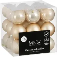 Mica Decorations Kerstballen onbreekbaar crème - 27 stuks (ø8 cm)
