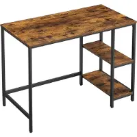 Mira Home - Bureau - Computertafel - Bruin/Zwart - Hout/Staal - 50 x 100 x 75 cm