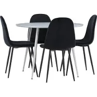 Ebuy24 Plaza eethoek tafel Ø100cm en 4 velours stoelen grijs.