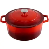 Moa Gietijzeren Braadpan - Inhoud 5,7 liter - 26CM - Rond - Alle warmtebronnen - Ook voor inductie - Gewicht 5,8 kg - Kersenrood - C26CB