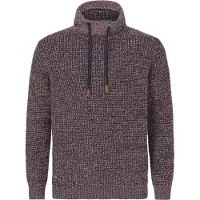 Jan Vanderstorm Comfort Fit Trui Shawl kraagdonkerrood, Melange