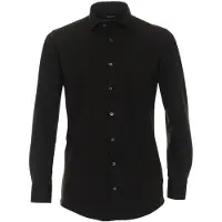 Venti Jerseyflex Modern Fit Jersey overhemd zwart, Effen