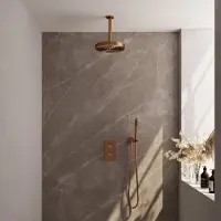 Brauer stripe thermostatische inbouw regendouche 3-weg rechthoekig set 15 met 25 cm douchekop en plafondarm en staaf handdouche en doucheslang en