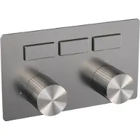 Brauer Stripe 3-weg Inbouwthermostaat Met Drukknoppen - Geborsteld RVS PVD - Kranen, Badkranen, Inbouw Badkranen - 8720724564818