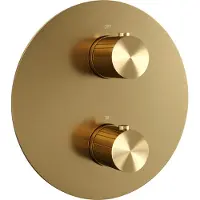 Brauer Stripe 3-weg Inbouwthermostaat Rond - Geborsteld Goud PVD - Kranen, Douchekranen, Inbouw Douchekranen - 8720724564665 - Kranen, Douchekranen, Inbouw douchekranen