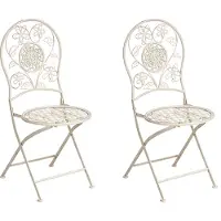 Beliani YAVIZA - Set van 2 tuinstoelen - Lichtbeige - IJzer