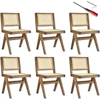 TecTake Houten Stoel Lizzy - Licht Eiken - Set van 6 Eetkamerstoelen met Weens Vlechtwerk - Boho-Stijl Stoel met Rugleuning - Massief Houten Frame - Belastbaarheid 120 kg