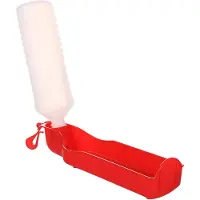 Flamingo waterfles/drinkfles voor honden 750 ml rood met haak
