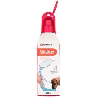 Flamingo waterfles / drinkfles voor honden fushia 750 ml met haak