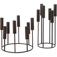 J-Line set van 2 kandelaars pierre ijzer 29.5x29.5x26.7cm